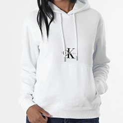 Top 10 ❤️ Sweat Capuche Femme Monologo 8983 Blanc de Calvin Klein 🔥