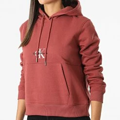Top 10 ⌛ Sweat Capuche Femme Monologo 8983 Rouge Brique de Calvin Klein 🤩 -France Calvin Klein Soldes 2024 calvin klein 329769 J20J218983 XLN 20220808T161207 03