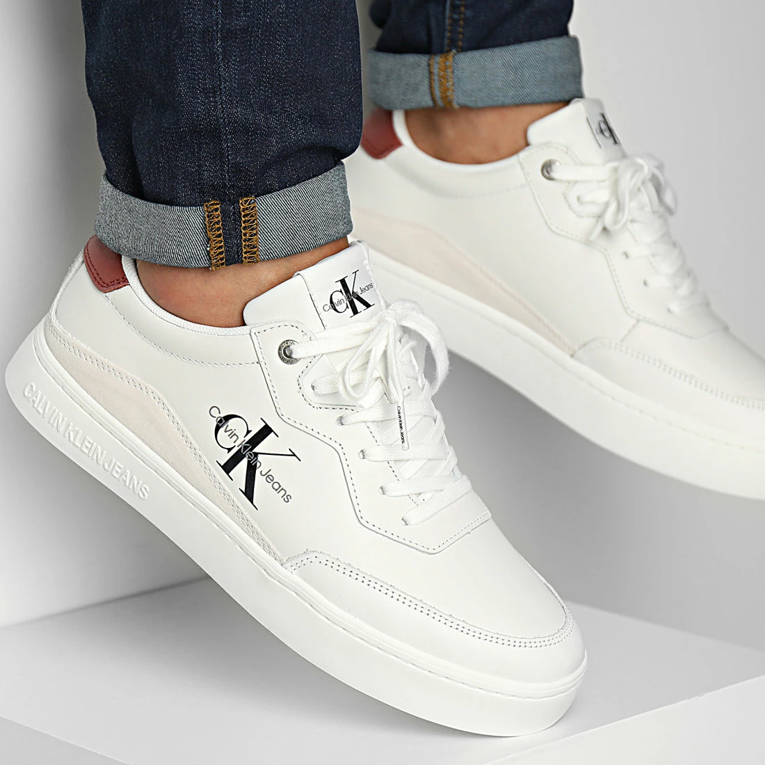 Bon marché 💯 Baskets Classic Cupsole Laceup 0432 Bright White de Calvin Klein 😍 1 Bon marché 💯 Baskets Classic Cupsole Laceup 0432 Bright White de Calvin Klein 😍