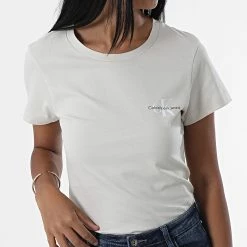 Meilleure vente 👏 Lot De 2 Tee 👕 Shirts Femme 9734 Beige Taupe de Calvin Klein ✨ -France Calvin Klein Soldes 2024 calvin klein 329863 J20J219734 A03 20220802T160841 03