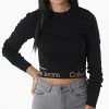 Grosses soldes 🌟 Sweat Crewneck Femme Waist Logo Intarsia 9787 Noir de Calvin Klein 😍