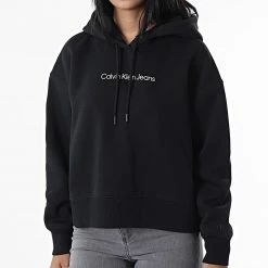 Remise 🛒 Sweat Capuche Femme Shrunken Institution 9910 Noir de Calvin Klein 💯 -France Calvin Klein Soldes 2024 calvin klein 329888 J20J219910 BEH 20220803T160133 03