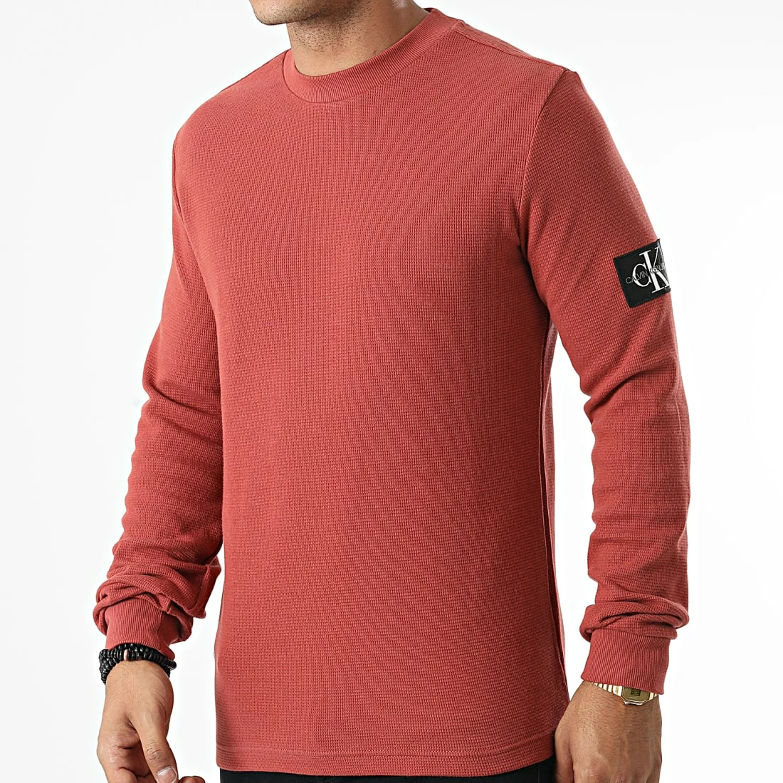 Top 10 ❤️ Sweat Crewneck Monogram Badge Waffle 6610 Rouge Brique de Calvin Klein ⌛ 1 Top 10 ❤️ Sweat Crewneck Monogram Badge Waffle 6610 Rouge Brique de Calvin Klein ⌛