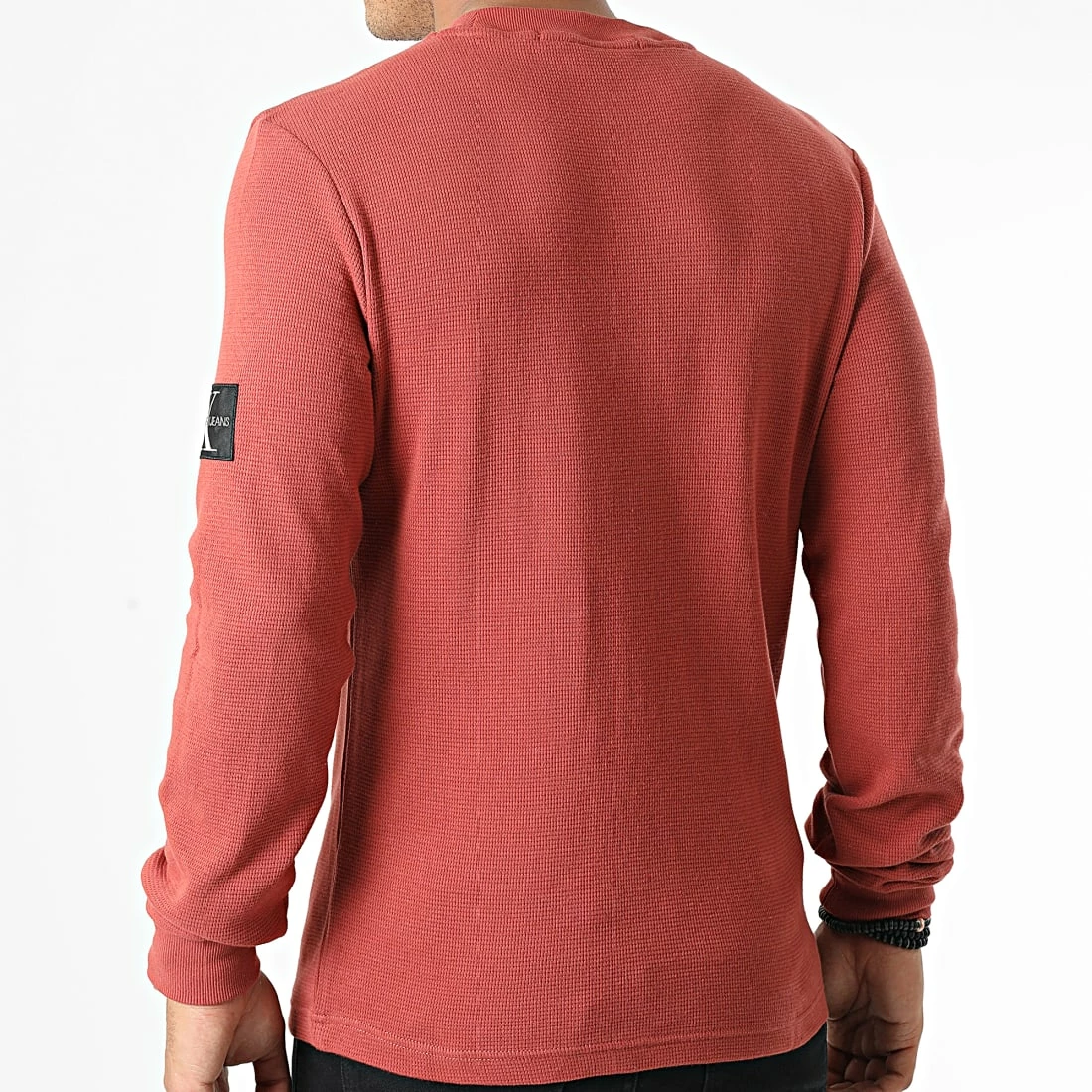 Top 10 ❤️ Sweat Crewneck Monogram Badge Waffle 6610 Rouge Brique de Calvin Klein ⌛ 4 Top 10 ❤️ Sweat Crewneck Monogram Badge Waffle 6610 Rouge Brique de Calvin Klein ⌛ – Image 4
