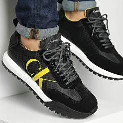 Tout neuf ⭐ Baskets Toothy Runner 0417 Black Dune Yellow de Calvin Klein 🧨