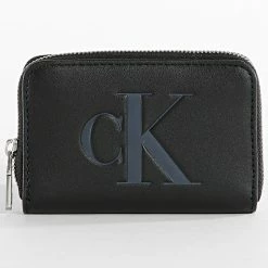 Sortie 🤩 Portefeuille Femme Sculpted Mono 0096 Noir de Calvin Klein 😀