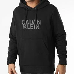 Bon marché 👍 Sweat Capuche Distorted Logo 0075 Noir de Calvin Klein ✨