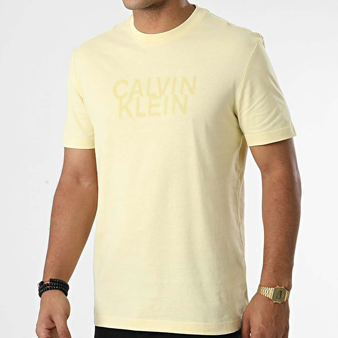 Nouveau 🎉 Tee 👚 Shirt Distorted Logo 0113 Jaune Clair de Calvin Klein 🌟 1 Nouveau 🎉 Tee 👚 Shirt Distorted Logo 0113 Jaune Clair de Calvin Klein 🌟