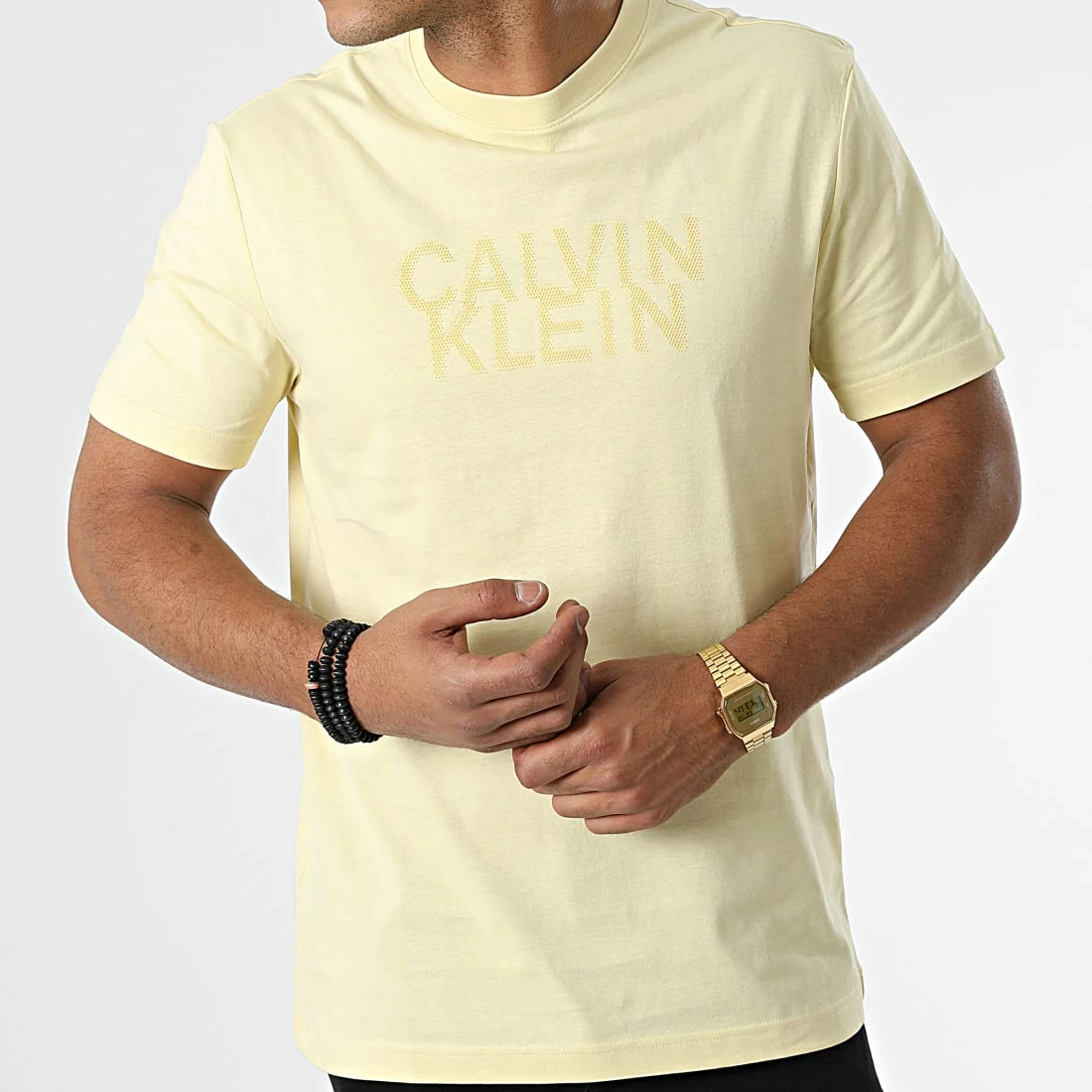 Nouveau 🎉 Tee 👚 Shirt Distorted Logo 0113 Jaune Clair de Calvin Klein 🌟 3 Nouveau 🎉 Tee 👚 Shirt Distorted Logo 0113 Jaune Clair de Calvin Klein 🌟 – Image 3