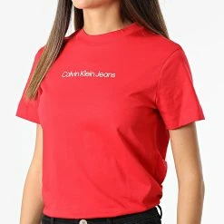 Tout neuf ✨ Tee 👚 Shirt Femme 9918 Rouge de Calvin Klein 🎉 -France Calvin Klein Soldes 2024 calvin klein 330767 J20J219918 XL6 20220823T142602 03
