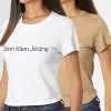 Budget 👏 Lot De 2 Tee 👕 Shirts Femme 6466 Blanc Beige de Calvin Klein 💯