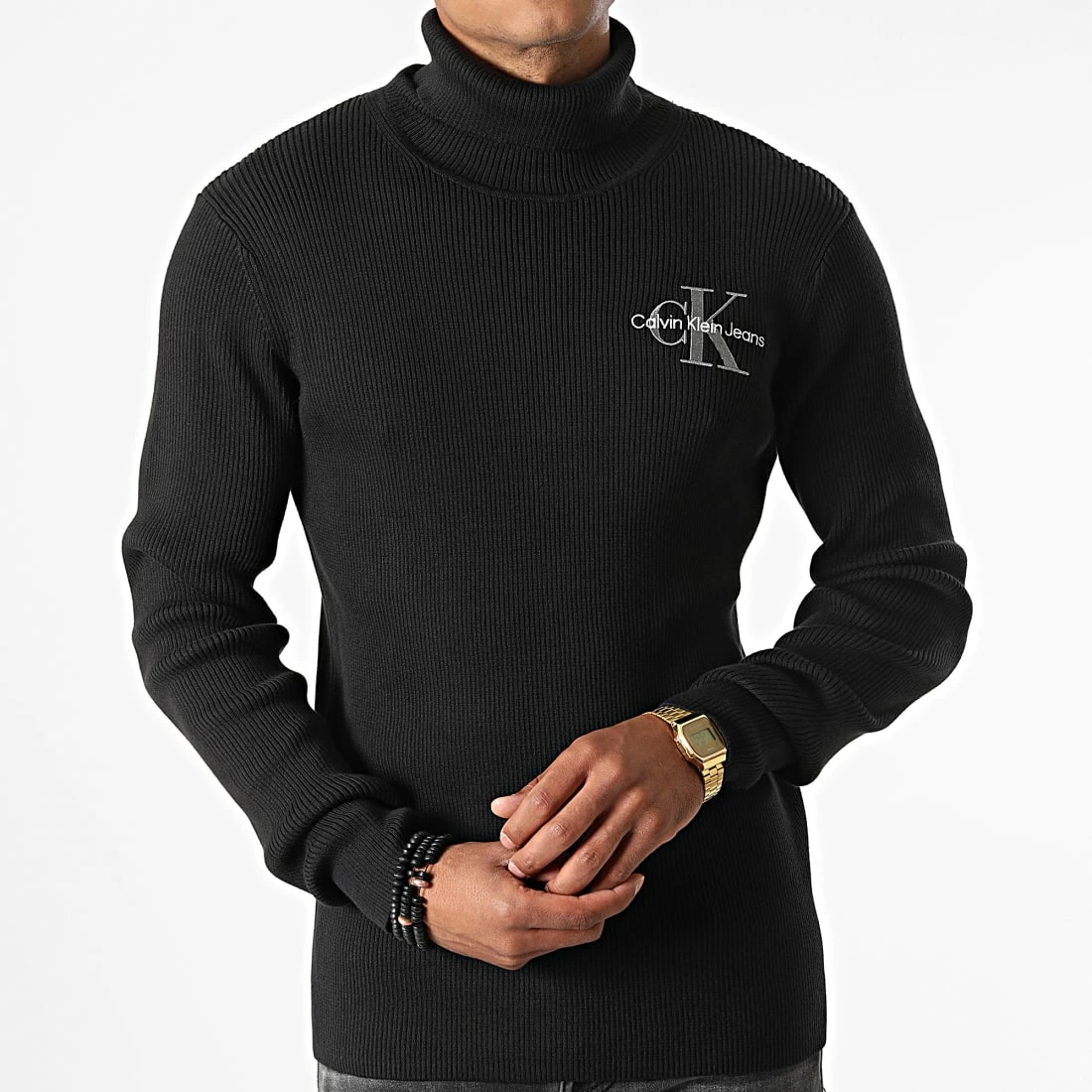 Le moins cher ⌛ Pull Col Roulé Monologo Rib 2202 Noir de Calvin Klein 🔔 3 Le moins cher ⌛ Pull Col Roulé Monologo Rib 2202 Noir de Calvin Klein 🔔 – Image 3
