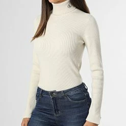 Offres 😉 Pull Col Roulé Femme 9779 Beige de Calvin Klein 😀 -France Calvin Klein Soldes 2024 calvin klein 331205 J20J219779 ACF 20220819T140004 03