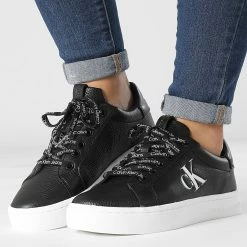 Coupon ⌛ Baskets Femme Classic Cupsole Lace Up 0829 Black White de Calvin Klein 😉