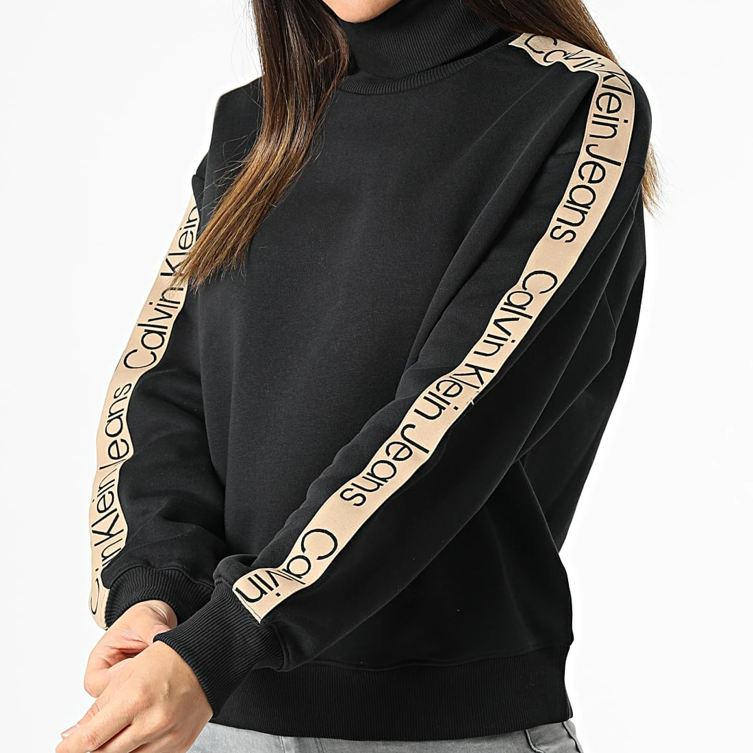 Top 10 👏 Sweat Col Roulé Femme A Bandes Tape 9753 Noir de Calvin Klein 😉 1 Top 10 👏 Sweat Col Roulé Femme A Bandes Tape 9753 Noir de Calvin Klein 😉