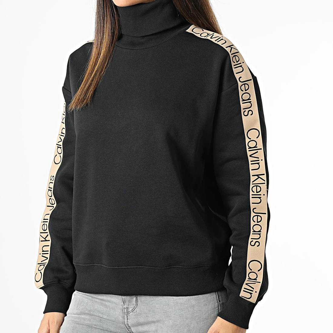 Top 10 👏 Sweat Col Roulé Femme A Bandes Tape 9753 Noir de Calvin Klein 😉 3 Top 10 👏 Sweat Col Roulé Femme A Bandes Tape 9753 Noir de Calvin Klein 😉 – Image 3