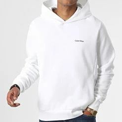 Coupon 😉 Sweat Capuche Micro Logo Repreve 9927 Blanc de Calvin Klein 🧨 -France Calvin Klein Soldes 2024 calvin klein 331721 K10K109927 YAF 20220811T151135 03