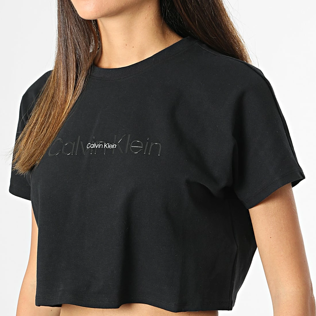 De gros 😀 Tee 👚 Shirt Femme Crop GWKF2K133 Noir de Calvin Klein ⌛ 3 De gros 😀 Tee 👚 Shirt Femme Crop GWKF2K133 Noir de Calvin Klein ⌛ – Image 3