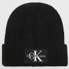 Le moins cher 🎉 Bonnet Femme Monologo Patch 7383 Noir de Calvin Klein ⌛