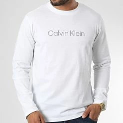Tout neuf 👍 Tee 👚 Shirt Manches Longues GMS2K200 Blanc de Calvin Klein 🎁 -France Calvin Klein Soldes 2024 calvin klein 333026 GMS2K200 YAF 20220818T152716 03
