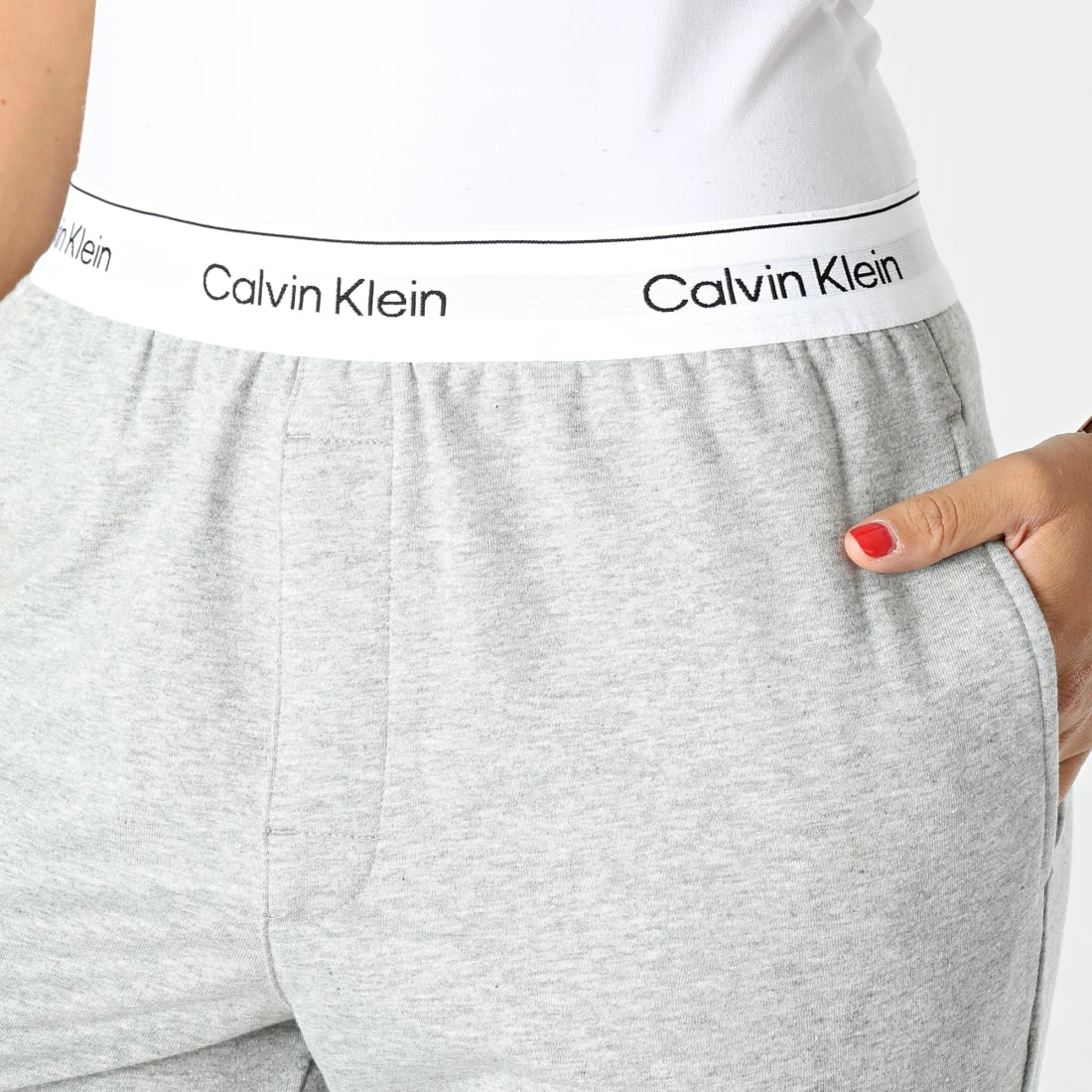 Offres 🤩 Pantalon Jogging Femme QS6872E Gris Chiné de Calvin Klein 😀 2 Offres 🤩 Pantalon Jogging Femme QS6872E Gris Chiné de Calvin Klein 😀 – Image 2