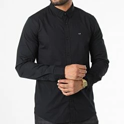 Sortie 🔥 Chemise Manches Longues Stretch Poplin 0856 Noir de Calvin Klein 🎁 -France Calvin Klein Soldes 2024 calvin klein 333272 k10k110856 BEH 20220819T142100 03