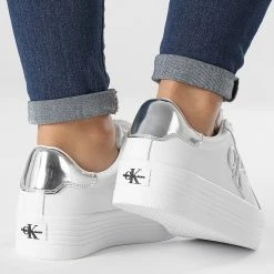 Nouveau ✔️ Baskets Femme Vulcanized Flatform 0763 White Silver de Calvin Klein ⌛ -France Calvin Klein Soldes 2024 calvin klein 333403 YW0YW00763 0LB 20220830T155641 04