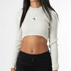 Sortie 😉 Pull Crop Femme 9648 Beige de Calvin Klein 🧨 -France Calvin Klein Soldes 2024 calvin klein 333654 j20j219648 ACF 20220906T144905 03