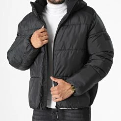 Coupon 😍 Doudoune Capuche Mix Media 0329 Noir de Calvin Klein 🌟