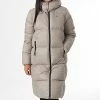 Bon marché 🔔 Doudoune Longue Capuche Femme 9820 Taupe de Calvin Klein 👏