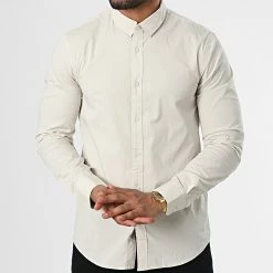 Promo 😍 Chemise Manches Longues Stretch Poplin 0856 Beige de Calvin Klein 🎉 -France Calvin Klein Soldes 2024 calvin klein 335313 K10K110856 ACE 20221103T115345 03
