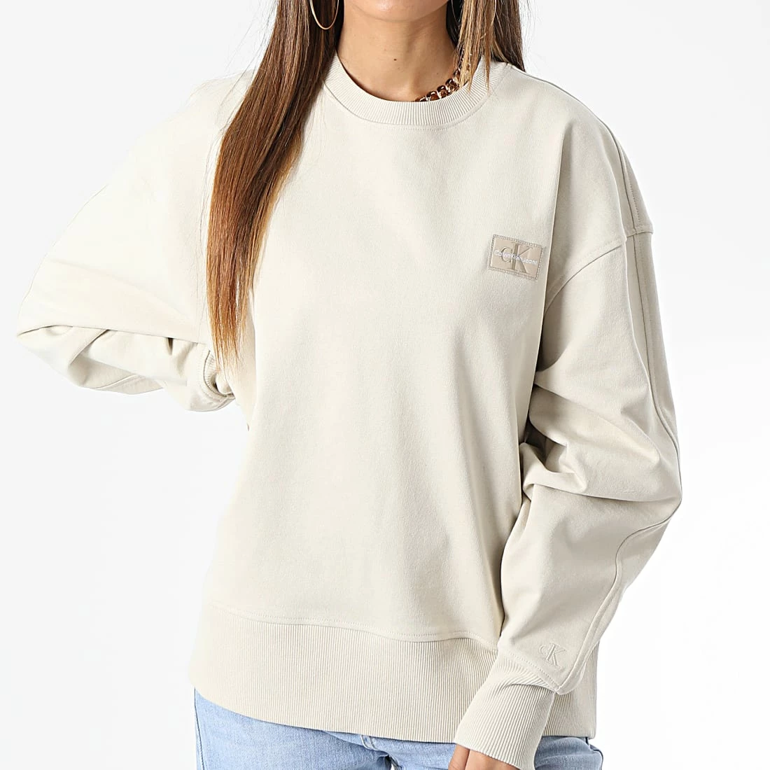 Top 10 🎁 Sweat Crewneck Femme 9755 Beige de Calvin Klein ❤️ 3 Top 10 🎁 Sweat Crewneck Femme 9755 Beige de Calvin Klein ❤️ – Image 3