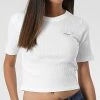 Tout neuf 🔔 Tee 👕 Shirt Crop Femme 9895 Blanc de Calvin Klein ❤️
