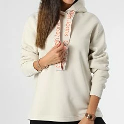 Meilleure affaire 🔔 Sweat Capuche Femme 9945 Beige de Calvin Klein 😍