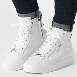 Bon marché 🤩 Baskets Montantes Femme Vulc High Top 0840 White de Calvin Klein 🔔