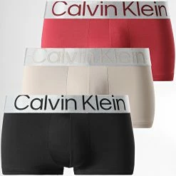 Le moins cher 😍 Lot De 3 Boxers NB3074A Noir Beige Bordeaux de Calvin Klein 👍