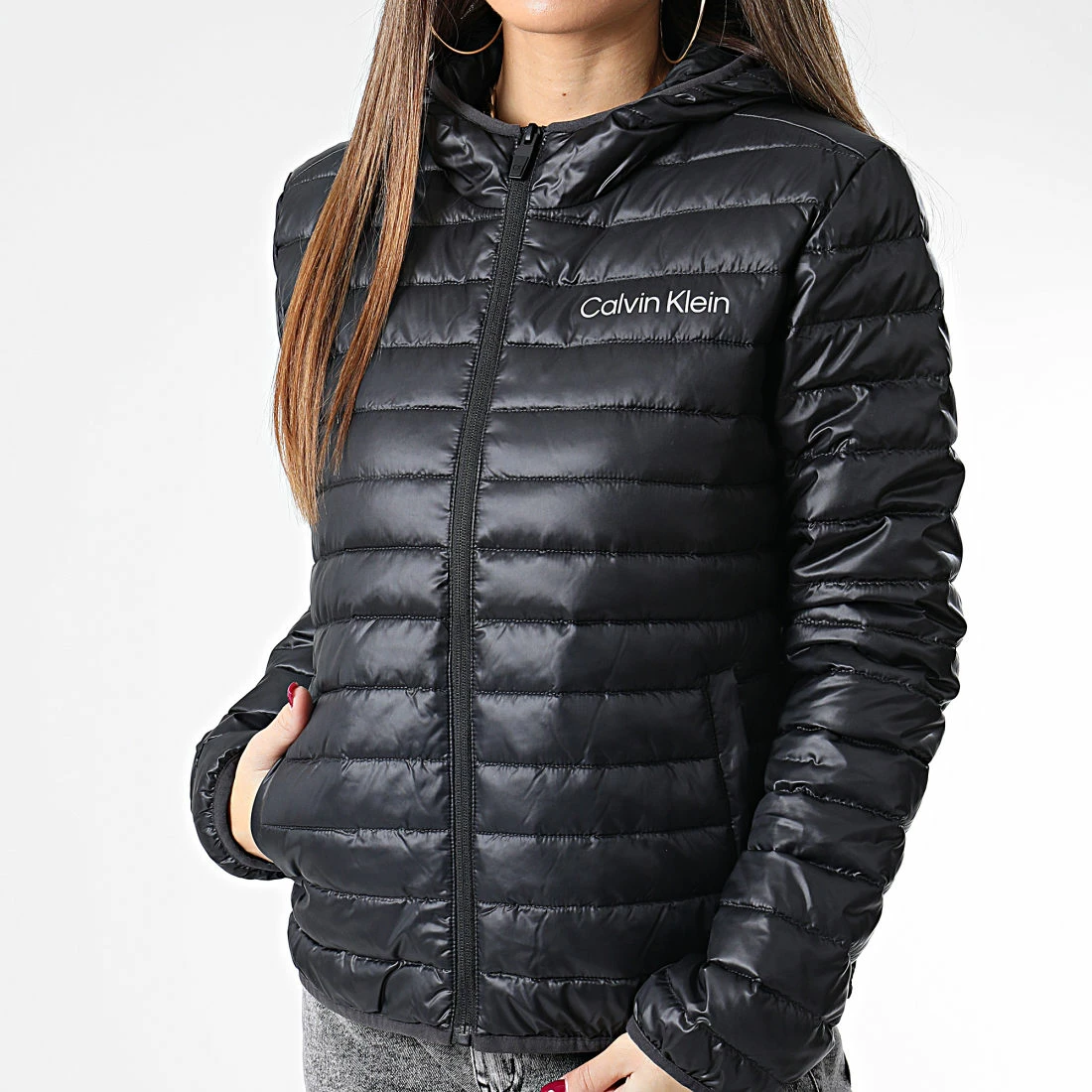 Nouveau 🔔 Doudoune Capuche Femme GWF2O510 Noir de Calvin Klein 🎉 3 Nouveau 🔔 Doudoune Capuche Femme GWF2O510 Noir de Calvin Klein 🎉 – Image 3