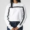 De gros 😉 Sweat Crewneck A Bandes Femme Crop GWF2W300 Blanc de Calvin Klein 🔥