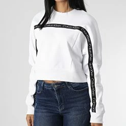 De gros 😉 Sweat Crewneck A Bandes Femme Crop GWF2W300 Blanc de Calvin Klein 🔥 -France Calvin Klein Soldes 2024 calvin klein 338497 GWF2W300 YAF 20221104T155921 03
