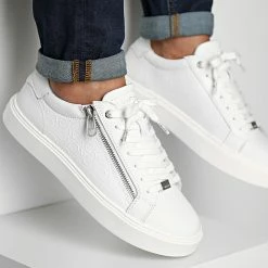 Tout neuf ⌛ Baskets Low Top Lace Up Zip Mono 0813 White de Calvin Klein 🔔