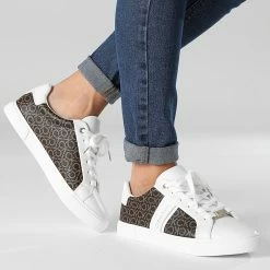 Nouveau 🎁 Baskets Femme Low Profile Lace Up 1190 White Brown Mono de Calvin Klein 👏 -France Calvin Klein Soldes 2024 calvin klein 339113 HW0HW01190 0K4 20221102T151151 03