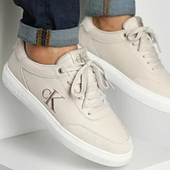 Top 10 ✔️ Baskets Casual Cupsole Laceup Low Mono YM0YM00496 Eggshell de Calvin Klein 🔥