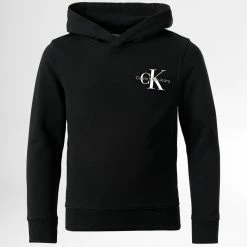 Coupon ⭐ Sweat Capuche Enfant Small Monogram 0266 Noir de Calvin Klein 😀