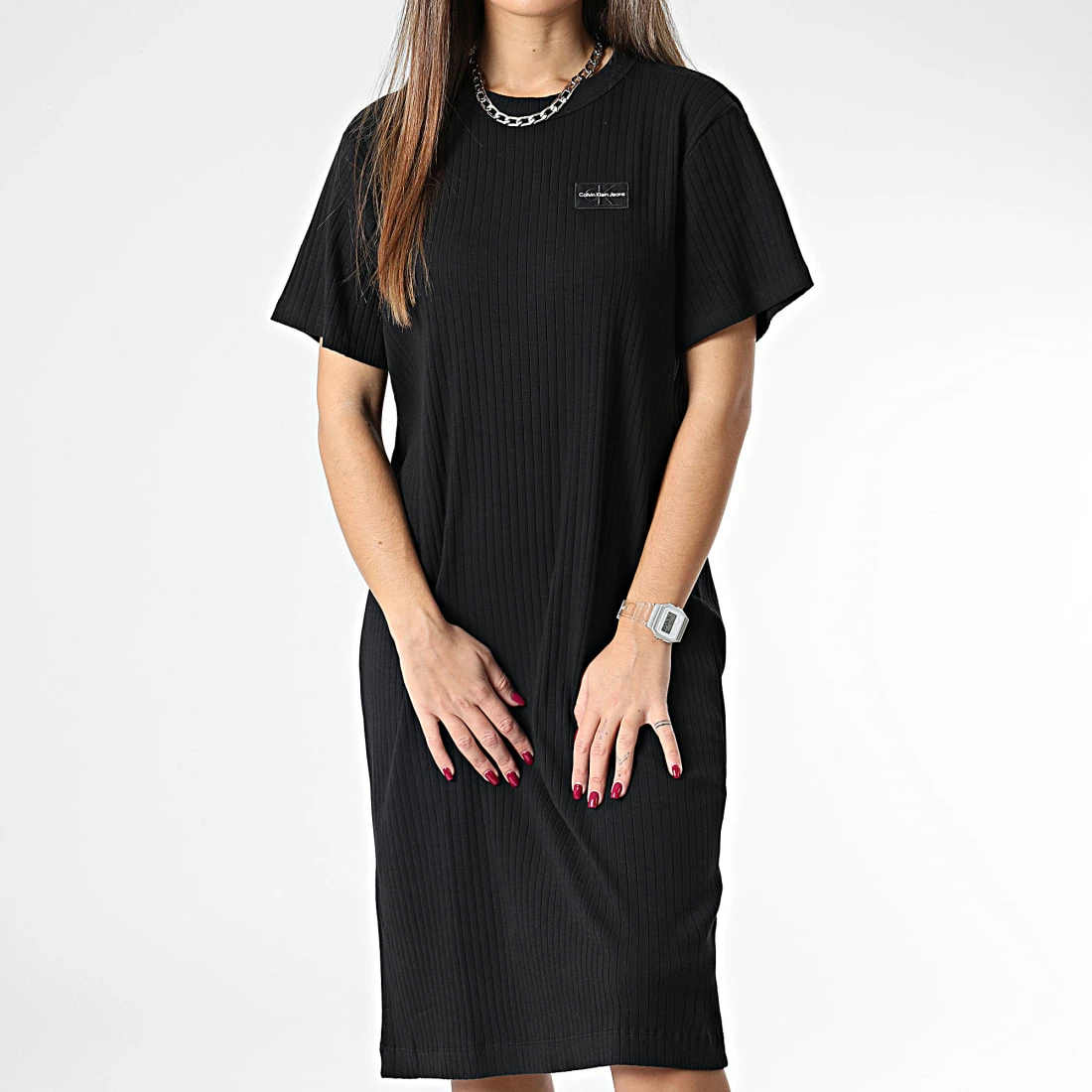 Vente flash 🥰 Robe Femme Badge RIB 9857 Noir de Calvin Klein ❤️ 1 Vente flash 🥰 Robe Femme Badge RIB 9857 Noir de Calvin Klein ❤️