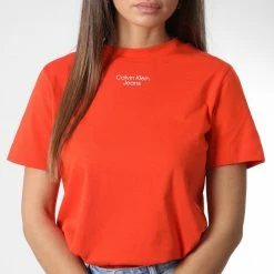 Tout neuf ❤️ Tee 👚 Shirt 9889 Orange de Calvin Klein ❤️ -France Calvin Klein Soldes 2024 calvin klein 342089 J20J219889 S04 20221021T161710 03