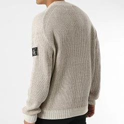 Coupon 🎁 Pull Badge Plated 1685 Beige Chiné de Calvin Klein 👏 -France Calvin Klein Soldes 2024 calvin klein 342583 J30J321685 ACF 20221024T154725 04