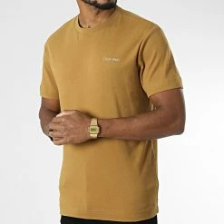 Meilleure vente 👍 Tee 👕 Shirt Micro Logo Interlock 9894 Marron de Calvin Klein ✔️ -France Calvin Klein Soldes 2024 calvin klein 342874 K10K109894 KCU 20221014T142405 03