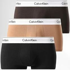 Meilleur prix 👏 Lot De 3 Boxers NB3343A Noir Beige de Calvin Klein ⌛