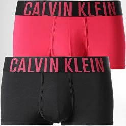 Remise 🥰 Lot De 2 Boxers NB2599A Noir Rose de Calvin Klein ⭐