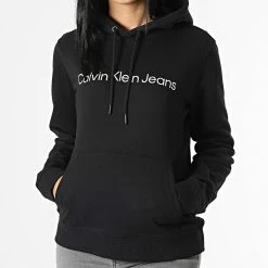 Grosses soldes 👍 Sweat Capuche Femme 0254 Noir de Calvin Klein 👍